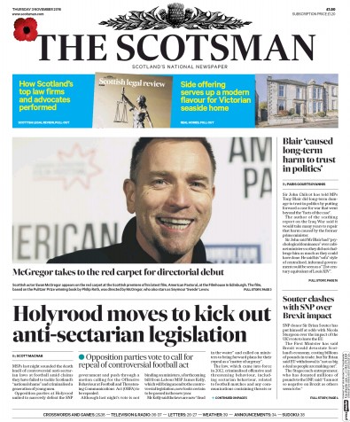 The Scotsman Newspaper Front Page (UK) for 4 November 2016