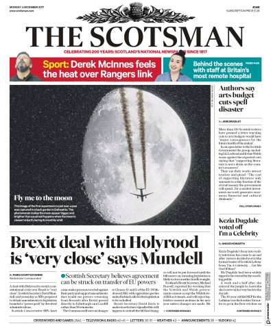 The Scotsman Newspaper Front Page (UK) for 4 December 2017