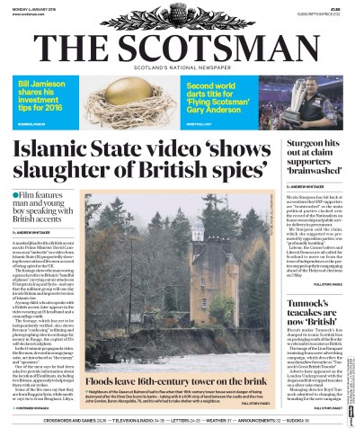 The Scotsman Newspaper Front Page (UK) for 4 January 2016