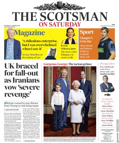 The Scotsman Newspaper Front Page (UK) for 4 January 2020