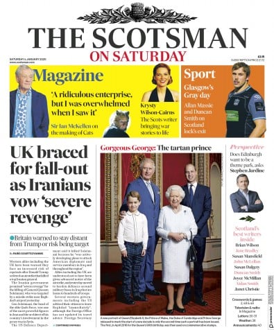 The Scotsman Newspaper Front Page (UK) for 4 January 2020