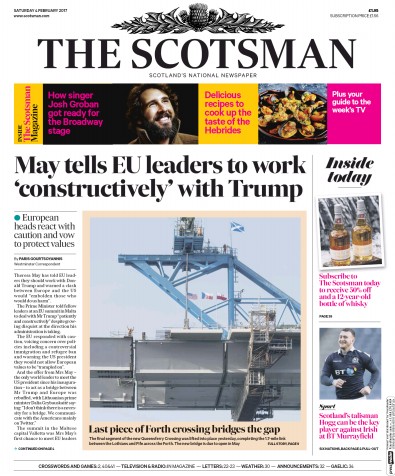 The Scotsman Newspaper Front Page (UK) for 4 February 2017