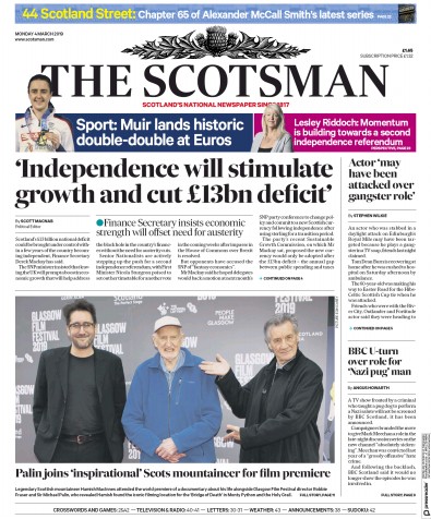 The Scotsman Newspaper Front Page (UK) for 4 March 2019