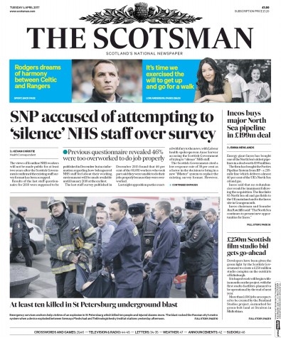 The Scotsman Newspaper Front Page (UK) for 4 April 2017