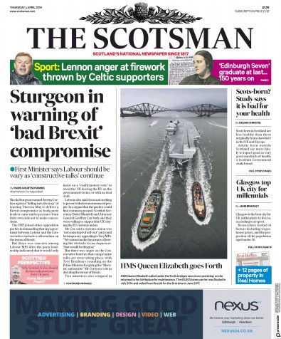 The Scotsman Newspaper Front Page (UK) for 4 April 2019