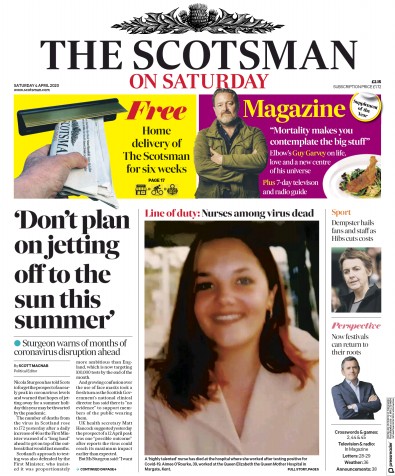 The Scotsman Newspaper Front Page (UK) for 4 April 2020