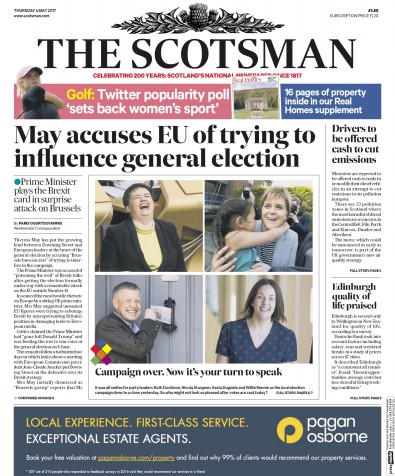 The Scotsman Newspaper Front Page (UK) for 4 May 2017