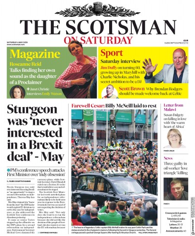 The Scotsman Newspaper Front Page (UK) for 4 May 2019
