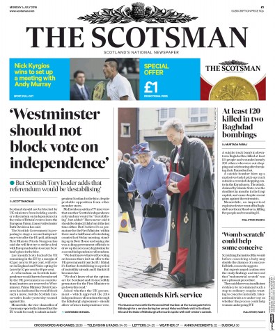 The Scotsman Newspaper Front Page (UK) for 4 July 2016