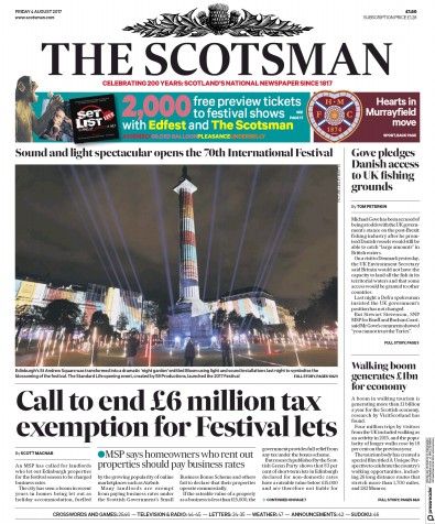The Scotsman Newspaper Front Page (UK) for 4 August 2017