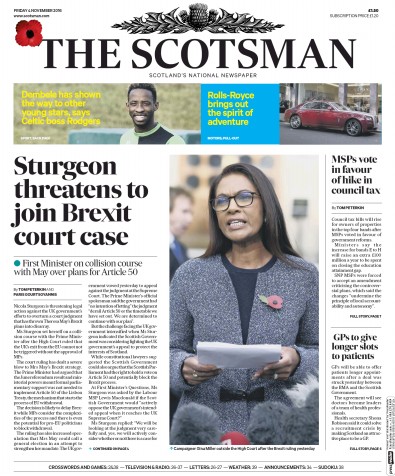 The Scotsman Newspaper Front Page (UK) for 5 November 2016