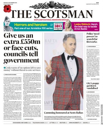 The Scotsman Newspaper Front Page (UK) for 5 November 2018