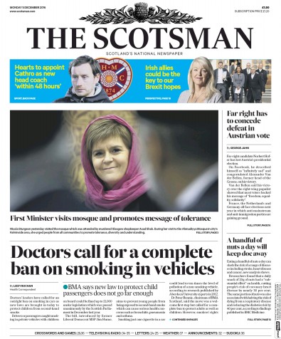 The Scotsman Newspaper Front Page (UK) for 5 December 2016