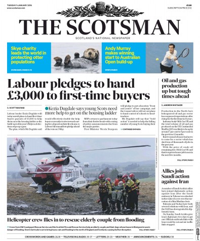 The Scotsman Newspaper Front Page (UK) for 5 January 2016