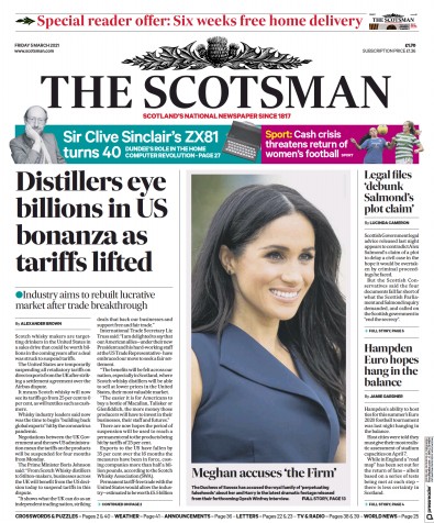 The Scotsman Newspaper Front Page (UK) for 5 March 2021