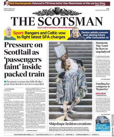 The Scotsman Newspaper Front Page (UK) for 5 April 2019