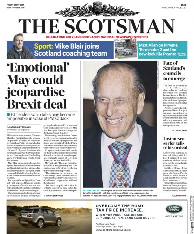 The Scotsman Newspaper Front Page (UK) for 5 May 2017