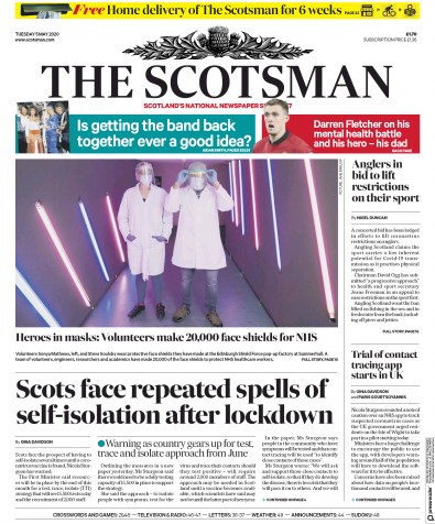 The Scotsman Newspaper Front Page (UK) for 5 May 2020