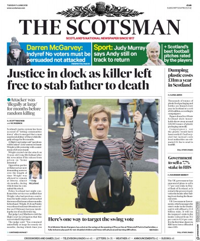 The Scotsman Newspaper Front Page (UK) for 5 June 2018