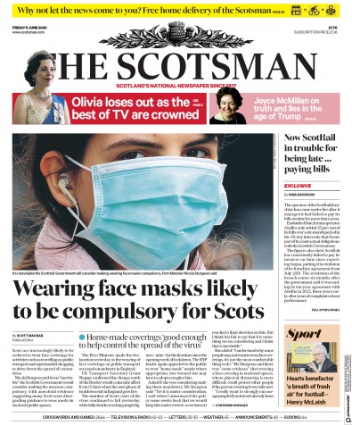 The Scotsman Newspaper Front Page (UK) for 5 June 2020