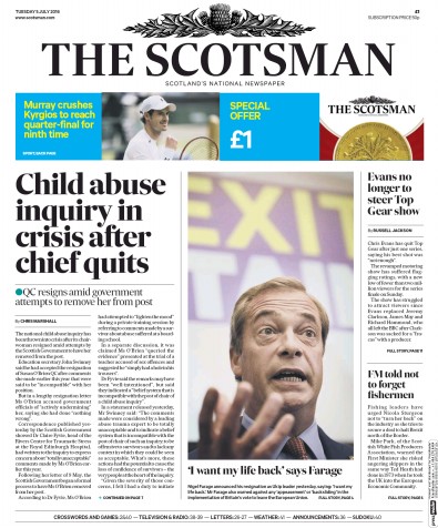 The Scotsman Newspaper Front Page (UK) for 5 July 2016