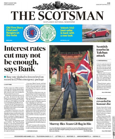 The Scotsman Newspaper Front Page (UK) for 5 August 2016