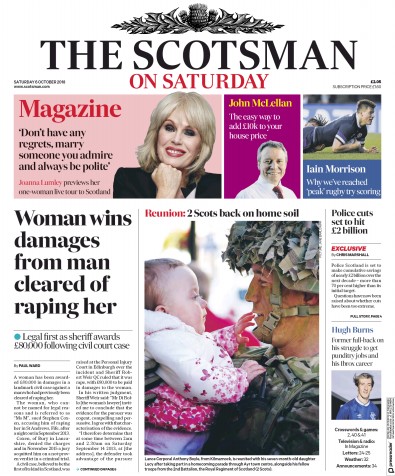 The Scotsman Newspaper Front Page (UK) for 6 October 2018