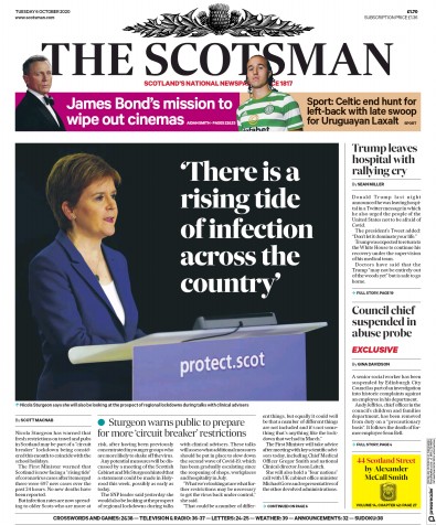 The Scotsman Newspaper Front Page (UK) for 6 October 2020
