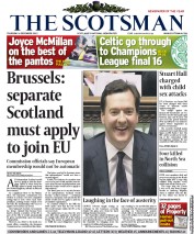 The Scotsman Newspaper Front Page (UK) for 6 December 2012