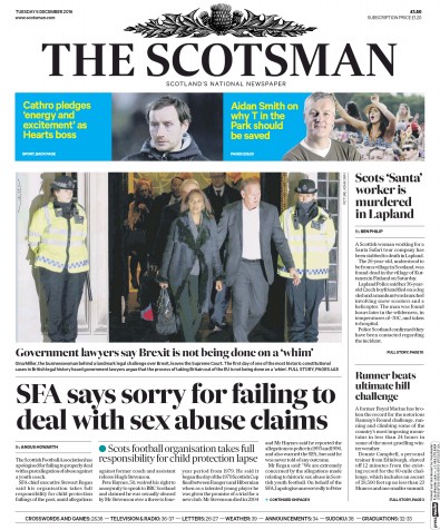 The Scotsman Newspaper Front Page (UK) for 6 December 2016