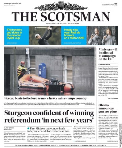 The Scotsman Newspaper Front Page (UK) for 6 January 2016