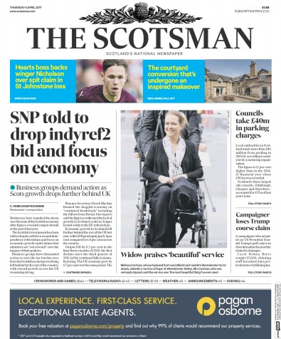 The Scotsman Newspaper Front Page (UK) for 6 April 2017