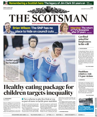 The Scotsman Newspaper Front Page (UK) for 6 April 2018