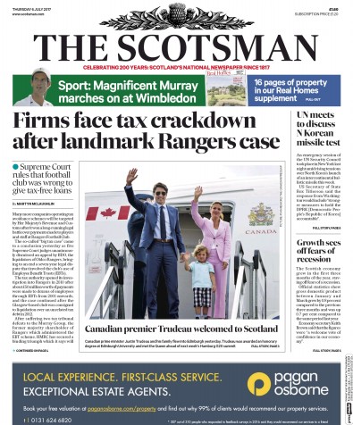 The Scotsman Newspaper Front Page (UK) for 6 July 2017