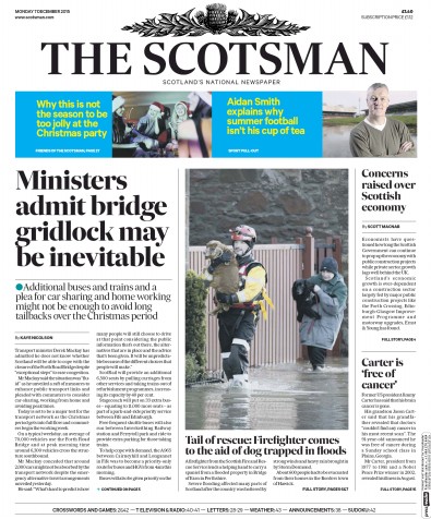 The Scotsman Newspaper Front Page (UK) for 7 December 2015
