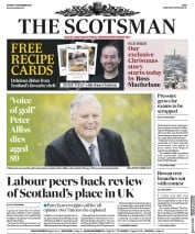 The Scotsman (UK) Newspaper Front Page for 7 December 2020