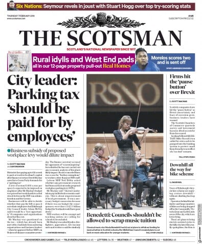 The Scotsman Newspaper Front Page (UK) for 7 February 2019