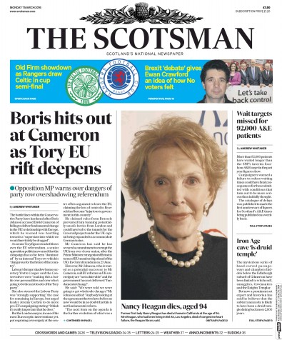 The Scotsman Newspaper Front Page (UK) for 7 March 2016