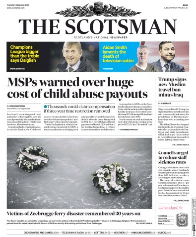 The Scotsman Newspaper Front Page (UK) for 7 March 2017
