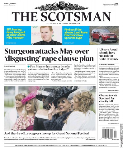 The Scotsman Newspaper Front Page (UK) for 7 April 2017