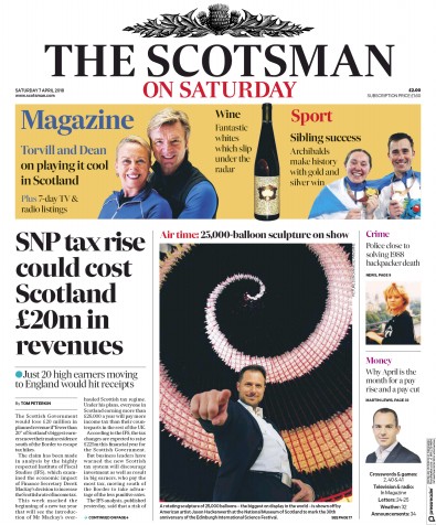 The Scotsman Newspaper Front Page (UK) for 7 April 2018