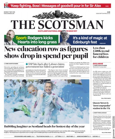The Scotsman Newspaper Front Page (UK) for 7 May 2018