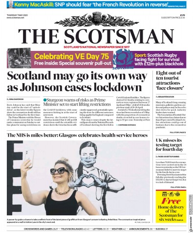 The Scotsman Newspaper Front Page (UK) for 7 May 2020