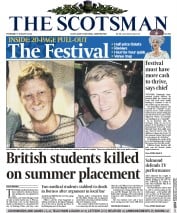 The Scotsman Newspaper Front Page (UK) for 7 August 2014