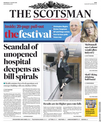 The Scotsman Newspaper Front Page (UK) for 7 August 2019