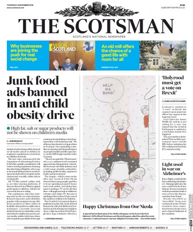 The Scotsman Newspaper Front Page (UK) for 8 December 2016