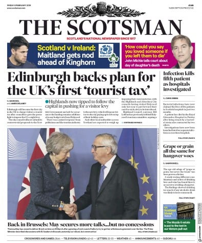 The Scotsman Newspaper Front Page (UK) for 8 February 2019