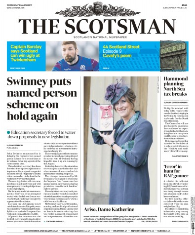 The Scotsman Newspaper Front Page (UK) for 8 March 2017