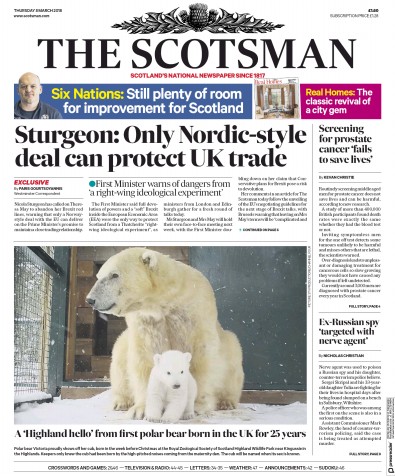 The Scotsman Newspaper Front Page (UK) for 8 March 2018