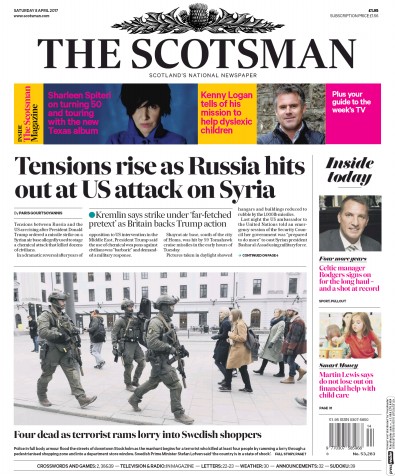 The Scotsman Newspaper Front Page (UK) for 8 April 2017